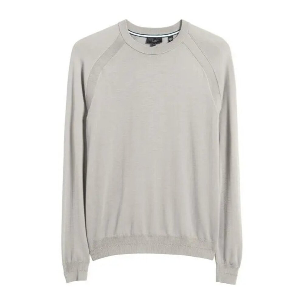 Ted Baker London Saddle Shoulder Grey Crew Neck Sweater Size 2